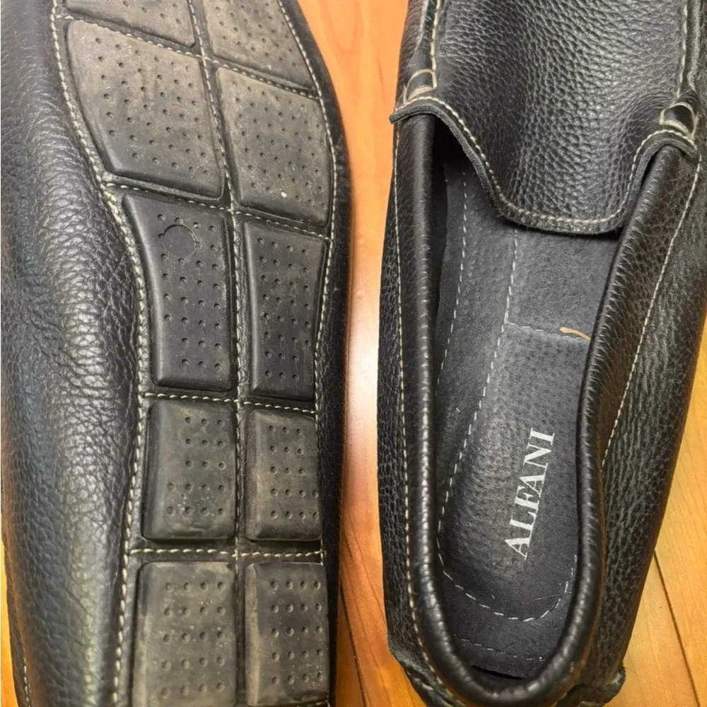 Alfani Black Pebble-Grain Leather Slip-On Loafers